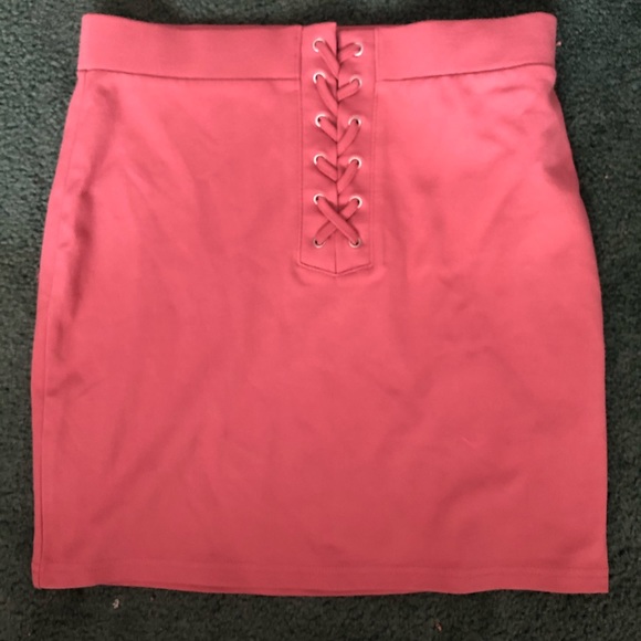 Forever 21 Dresses & Skirts - pink front lace up mini skirt